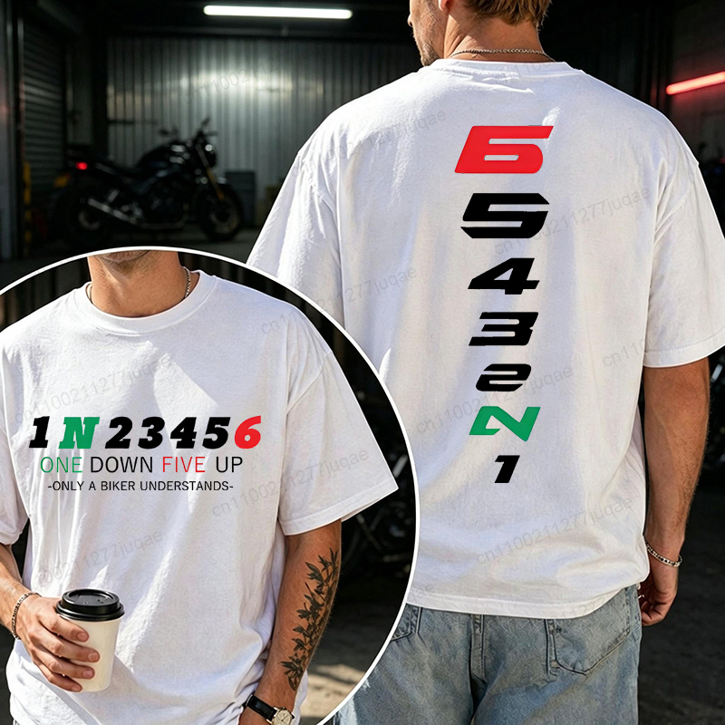 Motorcycle Gear Used - 原宿ストリートウェア 1N23456 オートバイギアシフトモーターサイクリストバイカーバイクメンズ Tシャツレトロオートバイデー Tシャツギフト