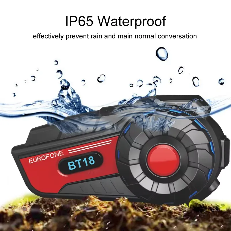 Intercom Headset Helmet - BT18 オートバイヘルメットインターコム IP67 防水ワイヤレスヘッドセット 800M 2