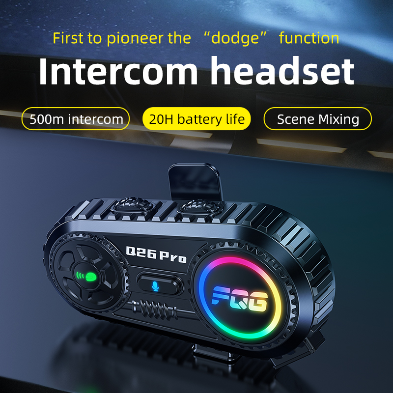 Intercom Headset Helmet - 双方向500m Bluetoothインターコムラジオヘルメットヘッドセット防水サイクリングインターコムヘッドセット、シーンミキシングAI音声アシスタント対応