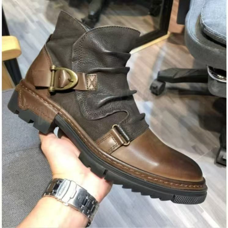 ホットレトロメンズオートバイレザーブーツ英国スタイルラウンド - Motorcycle Gear Used のレビューと価格