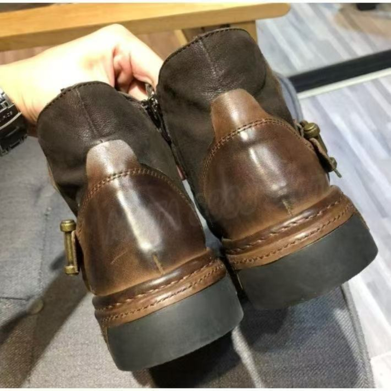 ホットレトロメンズオートバイレザーブーツ英国スタイルラウンド - Motorcycle Gear Used のレビューと価格