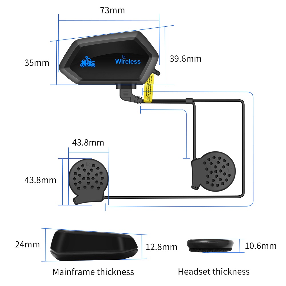 オートバイのヘルメット用のBluetooth 5.0付きワイ - Intercom Headset Helmet のレビューと価格