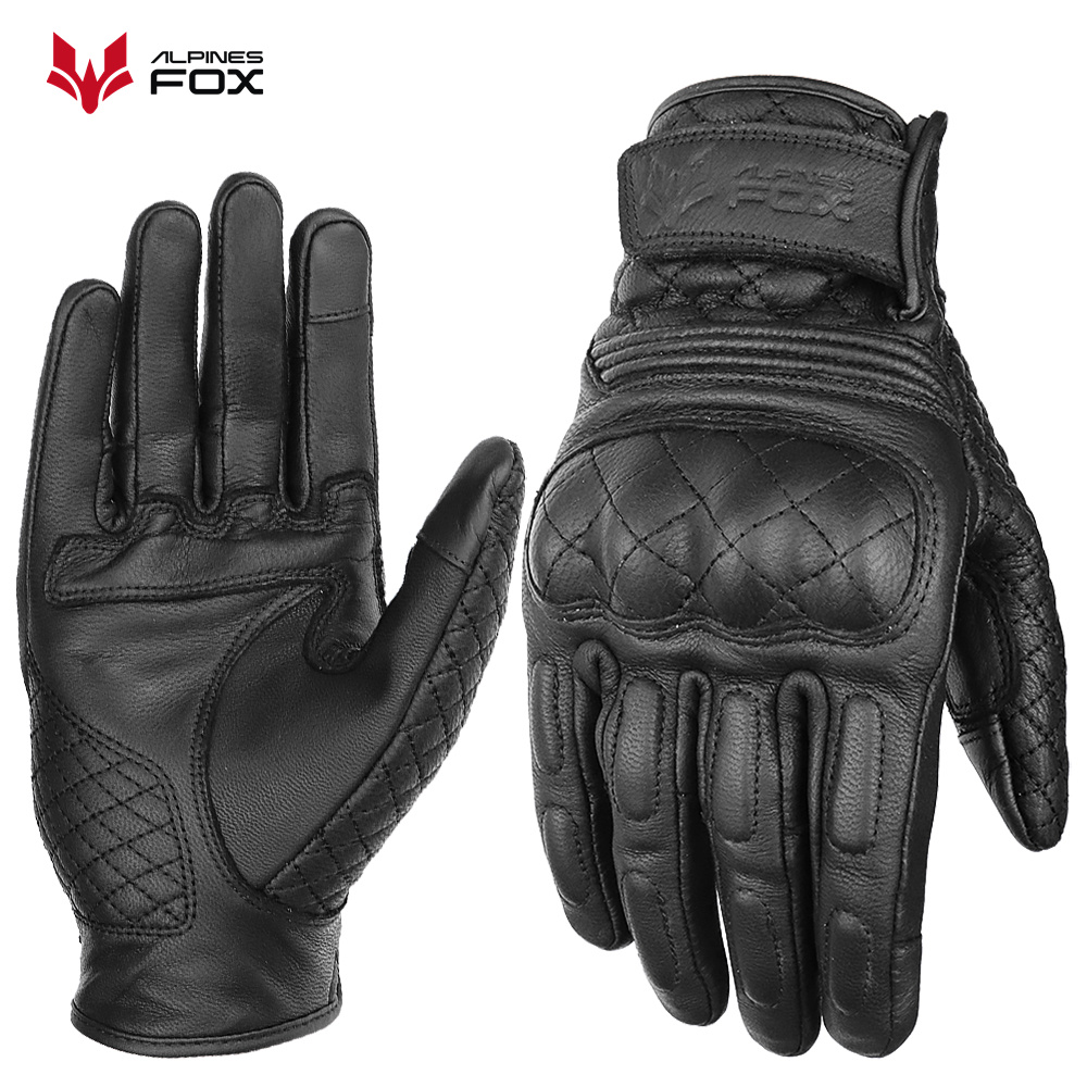 レトロオートバイ手袋本革フルフィンガー黒黄色男性女性保護具バ - Motorcycle Gear Used のレビューと価格