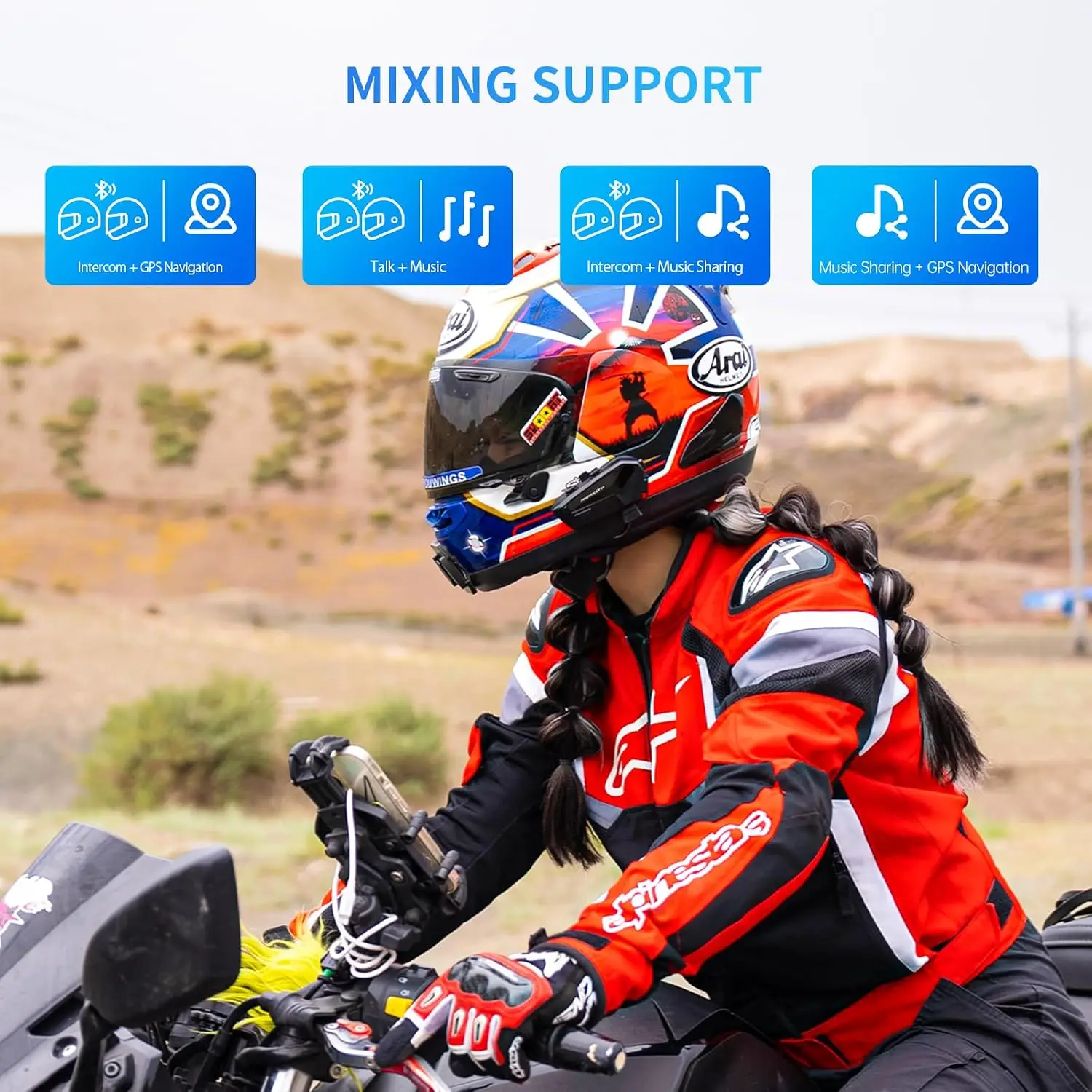 FX Plus バイク用Bluetoothヘッドセット、IP - Intercom Headset Helmet のレビューと価格